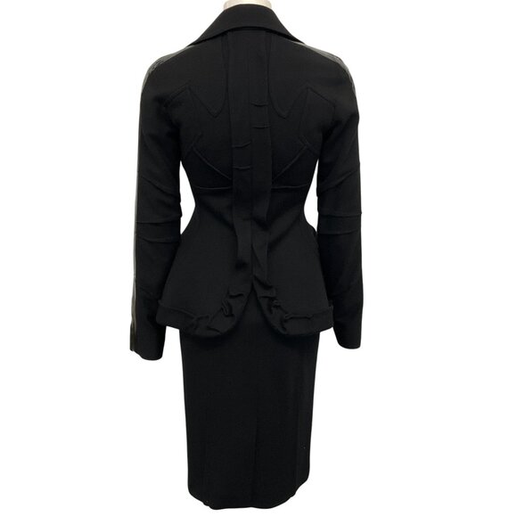 Christian Dior Black Wool Ruffled Skirt Suit - Picture 3 of 5